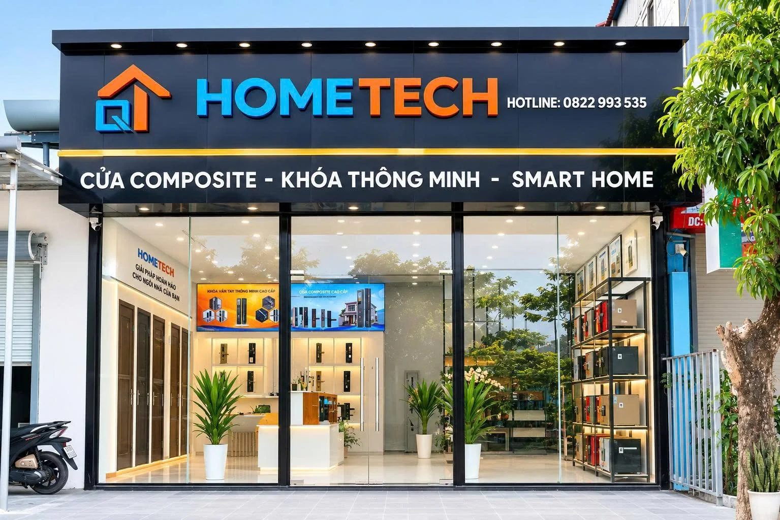 Mặt tiền showroom Hometech tại Phố Nam Phong, P. Nam Hoa Lư, Ninh Bình